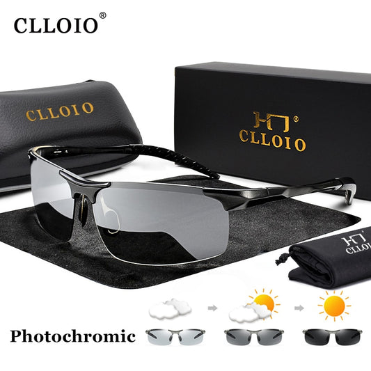 CLLOIO Aluminum Photochromic Sunglasses Men Polarized Day Night Driving Chameleon Glasses Anti-Glare Change Color Sun Glasses UV - mannisgreatdeals