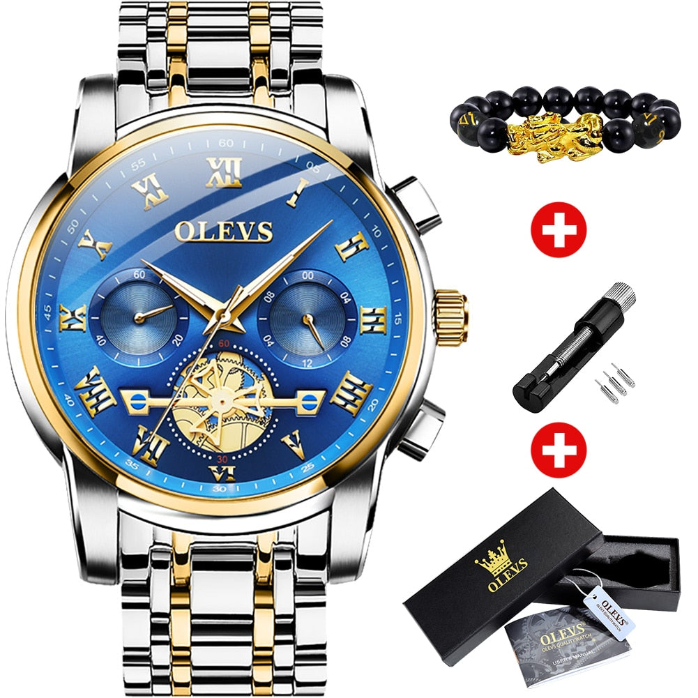 OLEVS Top Brand Men&#39;s Watches Classic Roman Scale Dial Luxury Wrist Watch for Man Original Quartz Waterproof Luminous - mannisgreatdeals