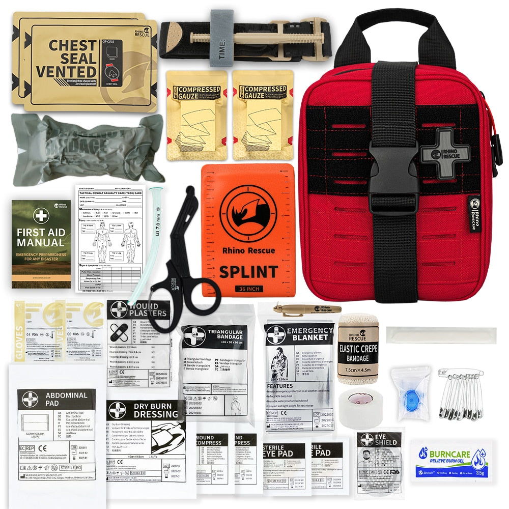 RHINO RESCUE IFAK Trauma Kit First Aid Medical Pouch Emergency  Survival Gear and Equipment with Molle Car Travel Hiking - mannisgreatdeals