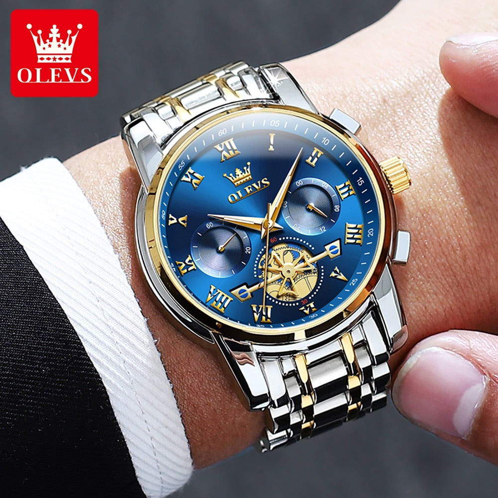 OLEVS Top Brand Men&#39;s Watches Classic Roman Scale Dial Luxury Wrist Watch for Man Original Quartz Waterproof Luminous - mannisgreatdeals