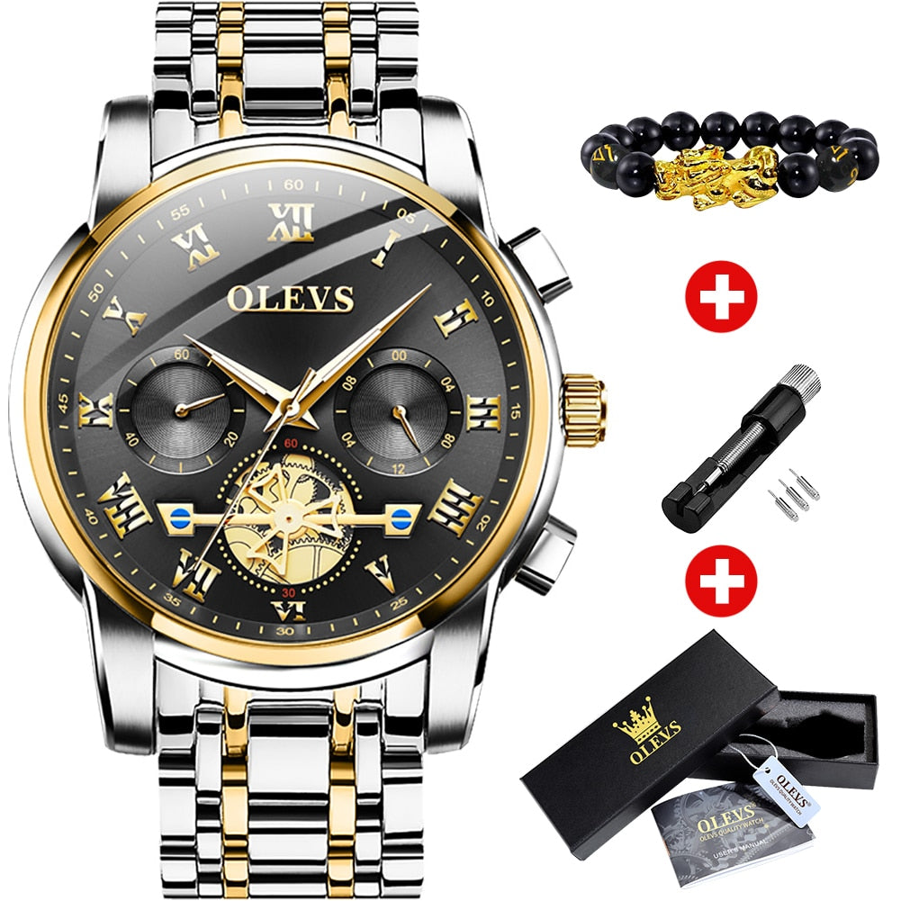 OLEVS Top Brand Men&#39;s Watches Classic Roman Scale Dial Luxury Wrist Watch for Man Original Quartz Waterproof Luminous - mannisgreatdeals